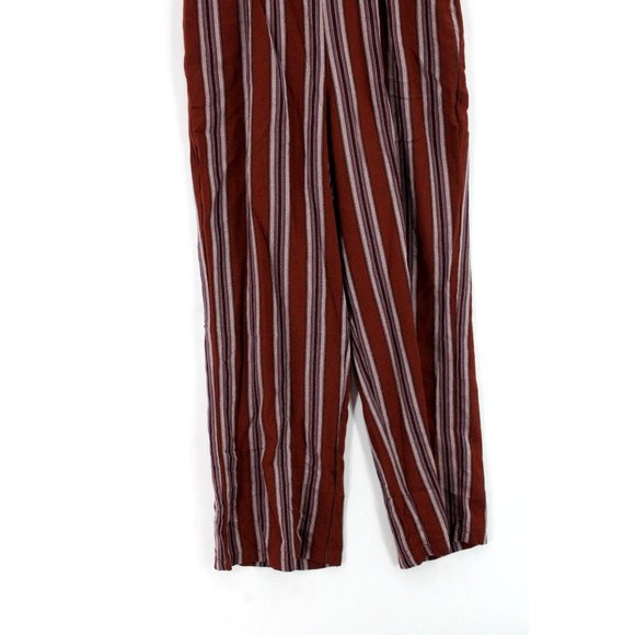 SKY AND SPARROW Jumpsuit Womens Red Striped Button Front Rust Short Sleeve XS NW - Picture 6 of 11